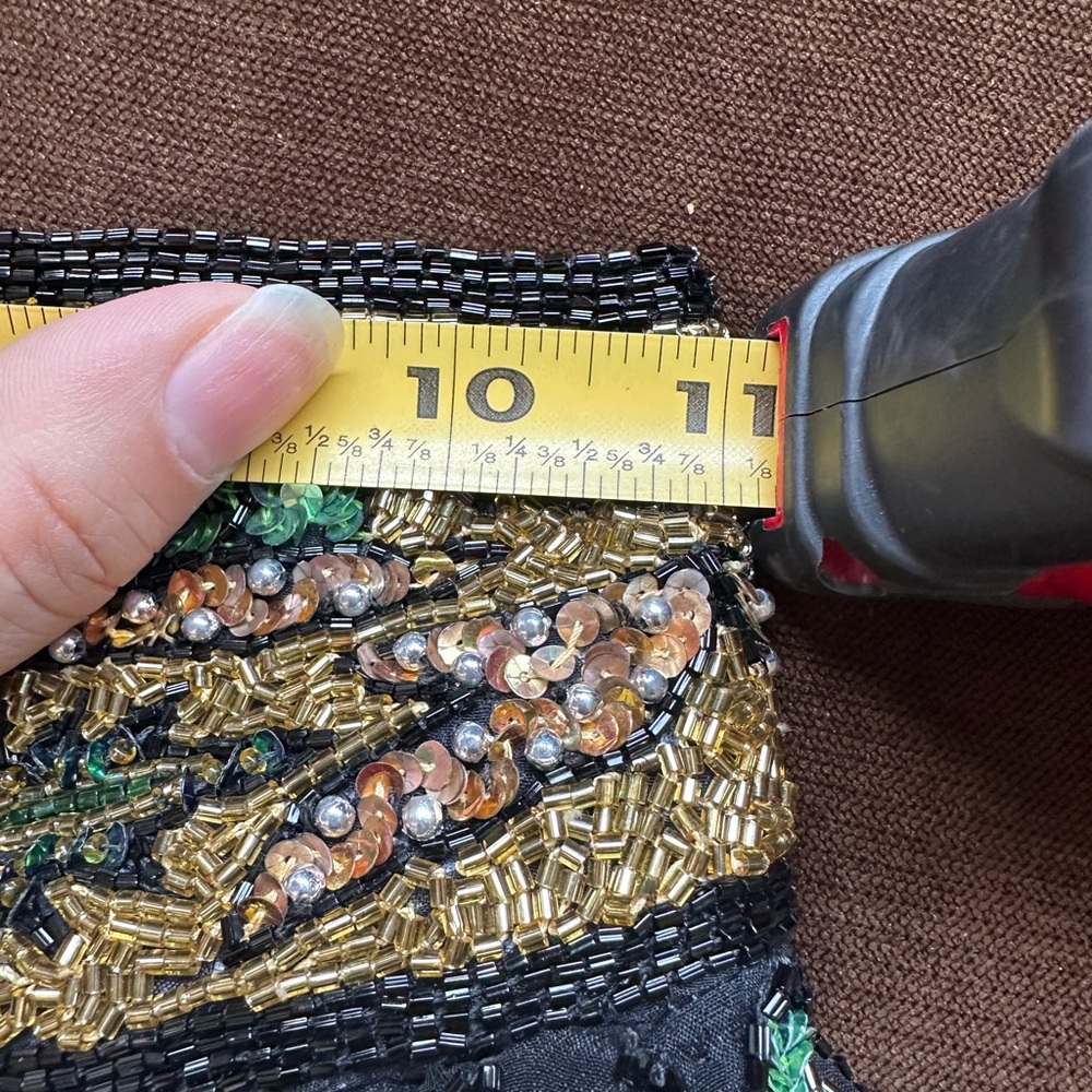 BEADED SILK Skirt in Black, Green & Gold Girls Sz 12. - Picture 14 of 15